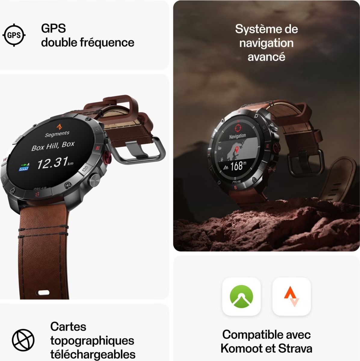Montre GPS Polar Grit X2 Pro Titane Gris Titan Marron – Image 2